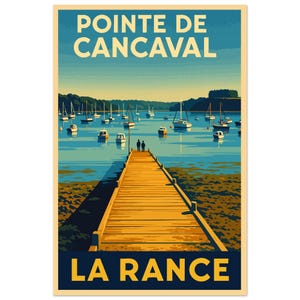 Cartel Orillas del Rance – Pointe de Cancaval | Póster vintage de Bretaña | Ilustración poética junto al mar
