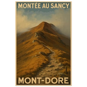 Poster Salita al Sancy – Mont-Dore | Manifesto d'epoca dell'Alvernia | Illustrazione retrò del massiccio centrale