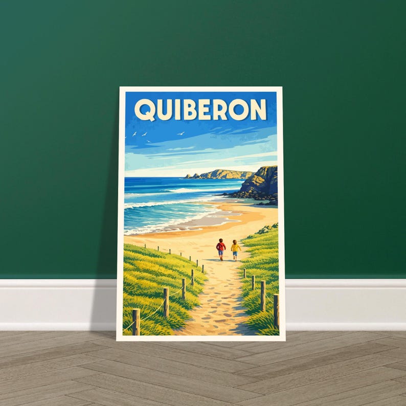 Affiche vintage Quiberon, bord de mer