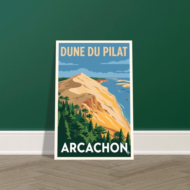 Affiche vintage La dune du Pilat, nouvelle édition