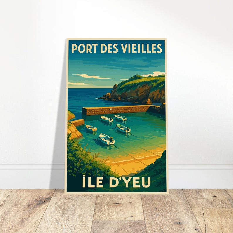 Affiche vintage Port des Vieilles, Île d'Yeu