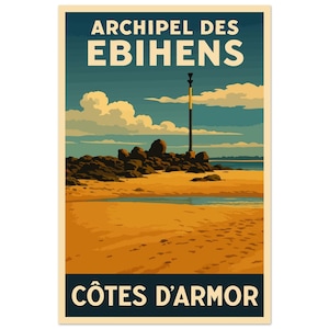 Arquipélago de Ebihens – Pôster Vintage Côte d’Armor, Bretanha - Pôster Premium em Papel Fosco