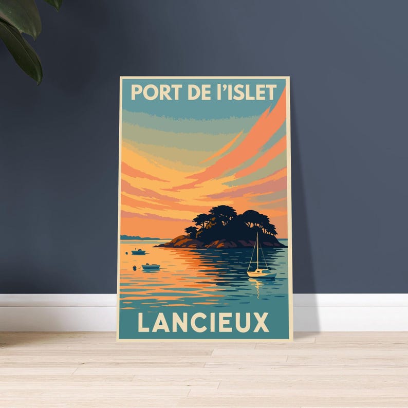 Affiche vintage Lancieux, soleil couchant
