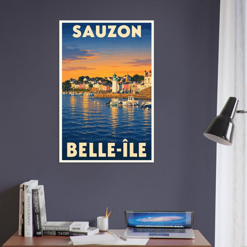 Affiche Sauzon, le port et son phare, vue 5