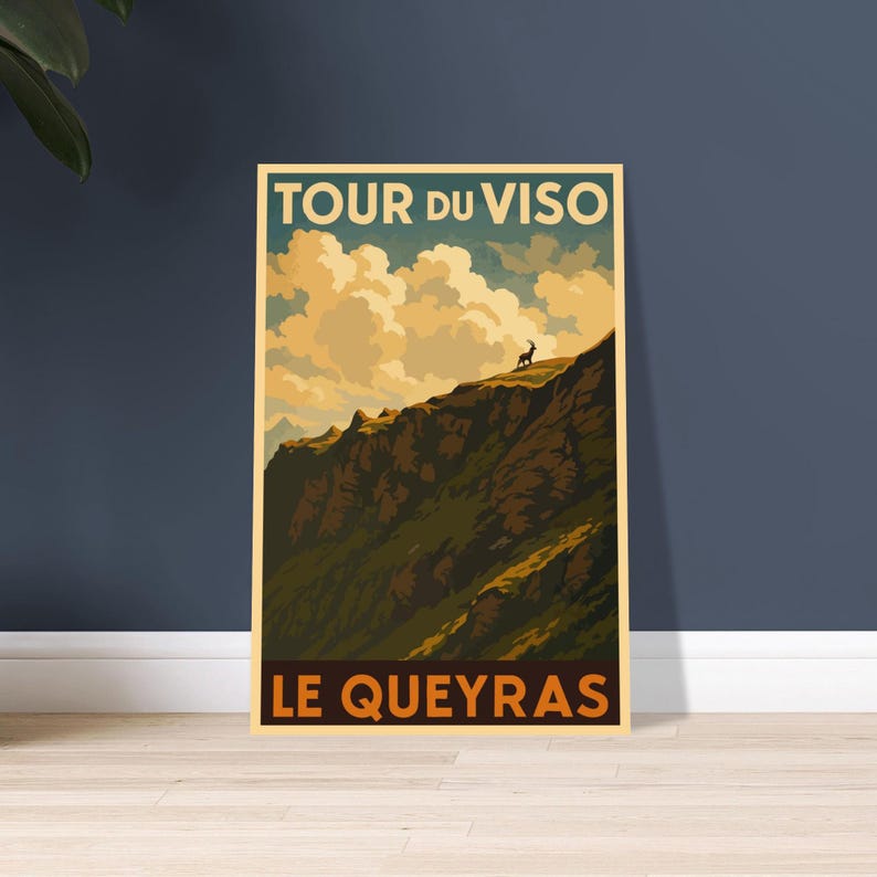 Affiche vintage Le Tour du Viso et le bouquetin