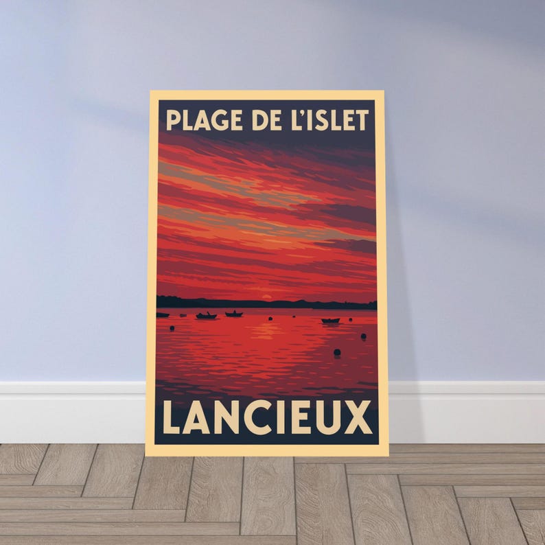 Affiche vintage Coucher de soleil à Lancieux