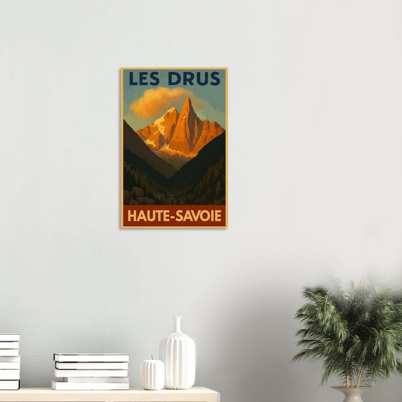 Affiche Les Drus, Chamonix, vue 2