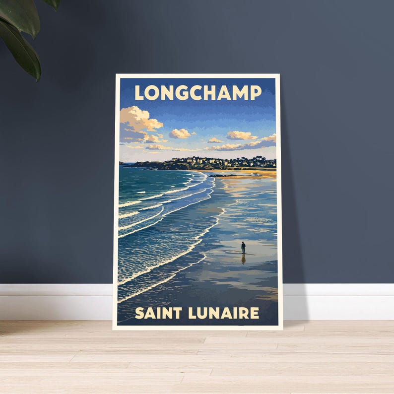 Affiche vintage Saint-Lunaire, plage de Longchamp
