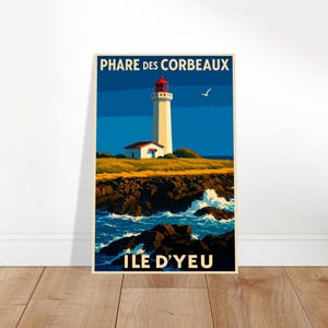 Vintage poster of the Corbeaux Lighthouse – Yeu Island