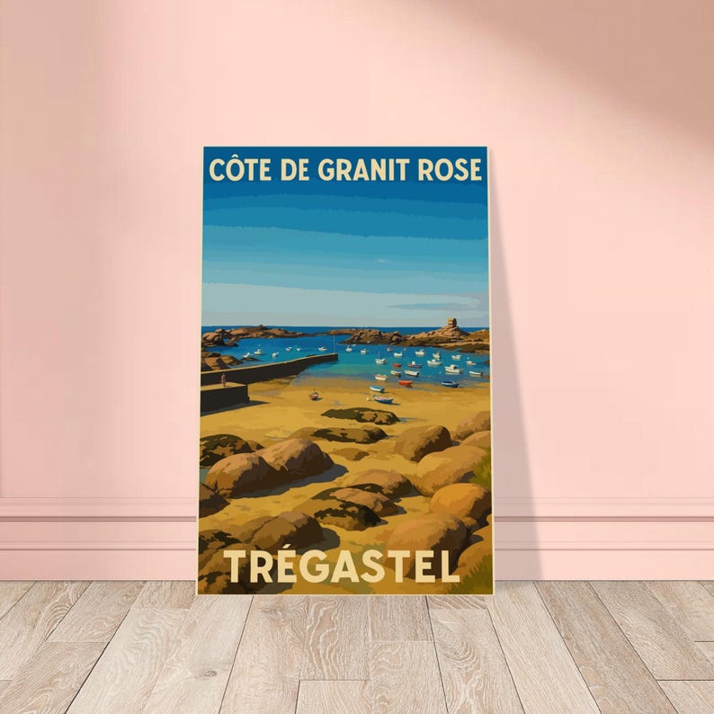 Affiche vintage Trégastel, Côte de Granit Rose
