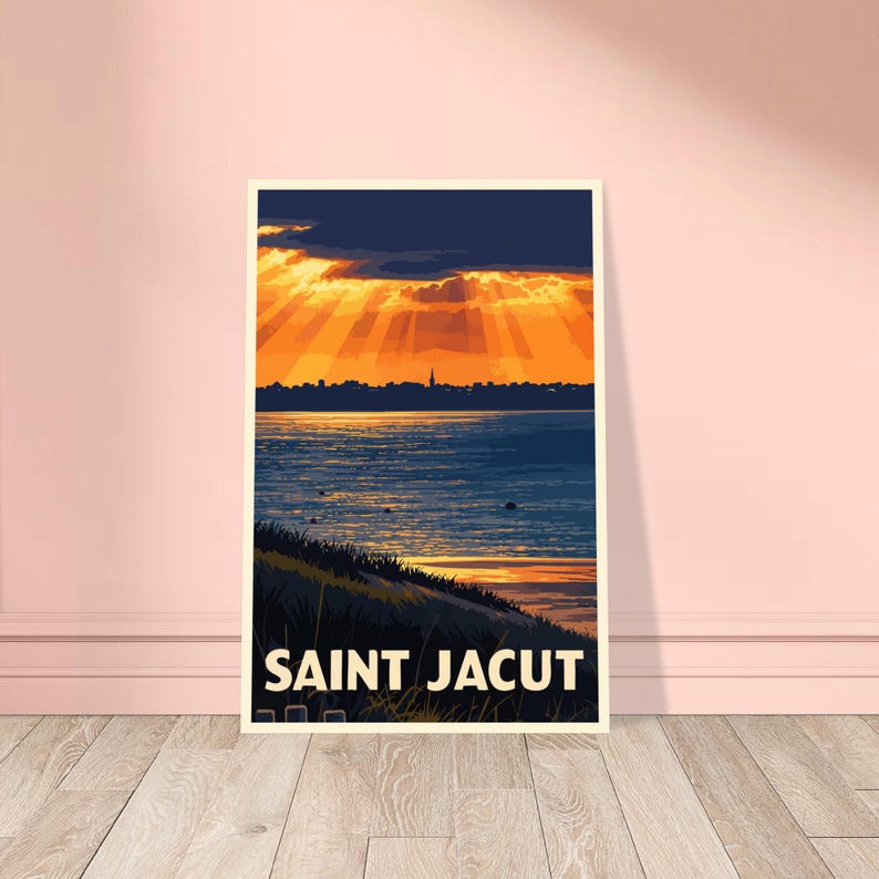 Affiche vintage Coucher de soleil à Saint-Jacut