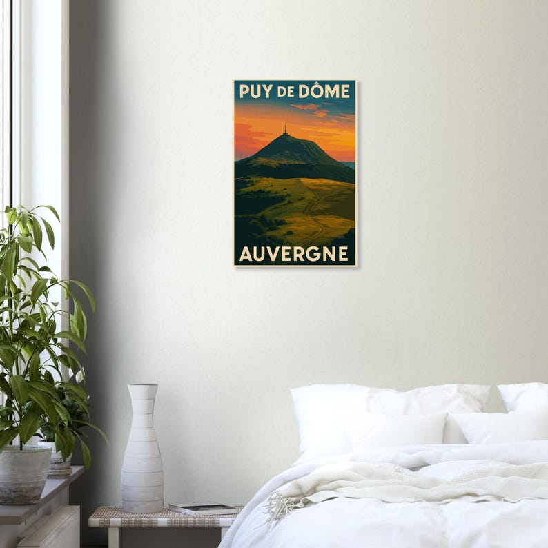 Affiche Le Puy de Dôme au coucher du soleil, vue 2