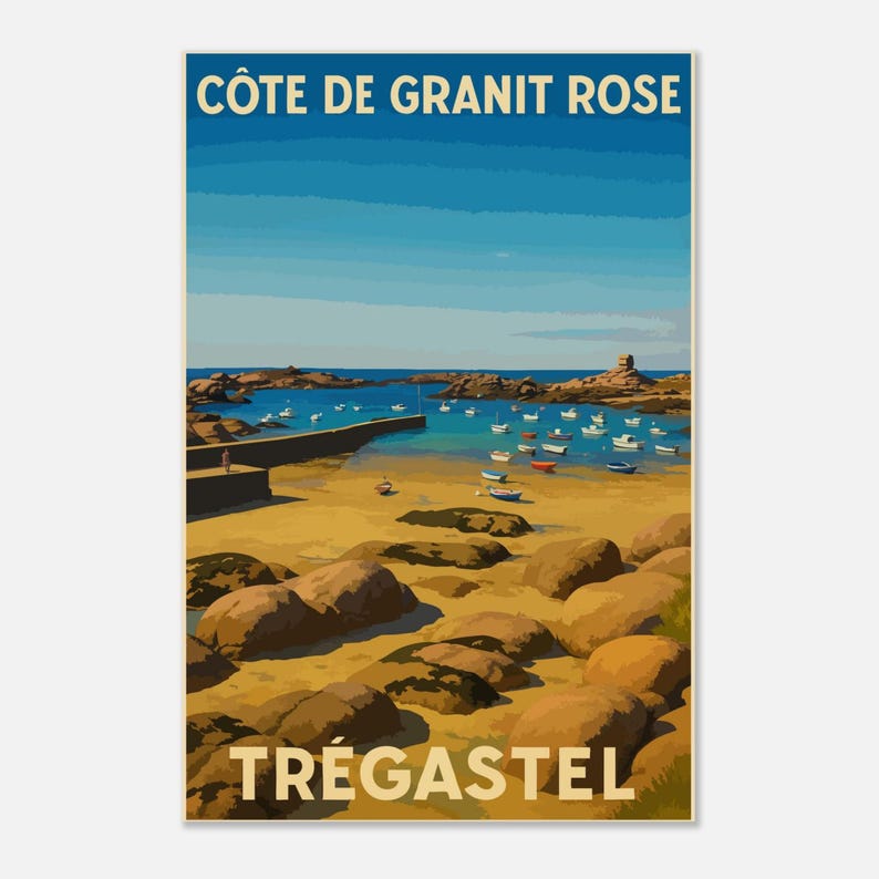 Affiche Trégastel, Côte de Granit Rose, vue 2