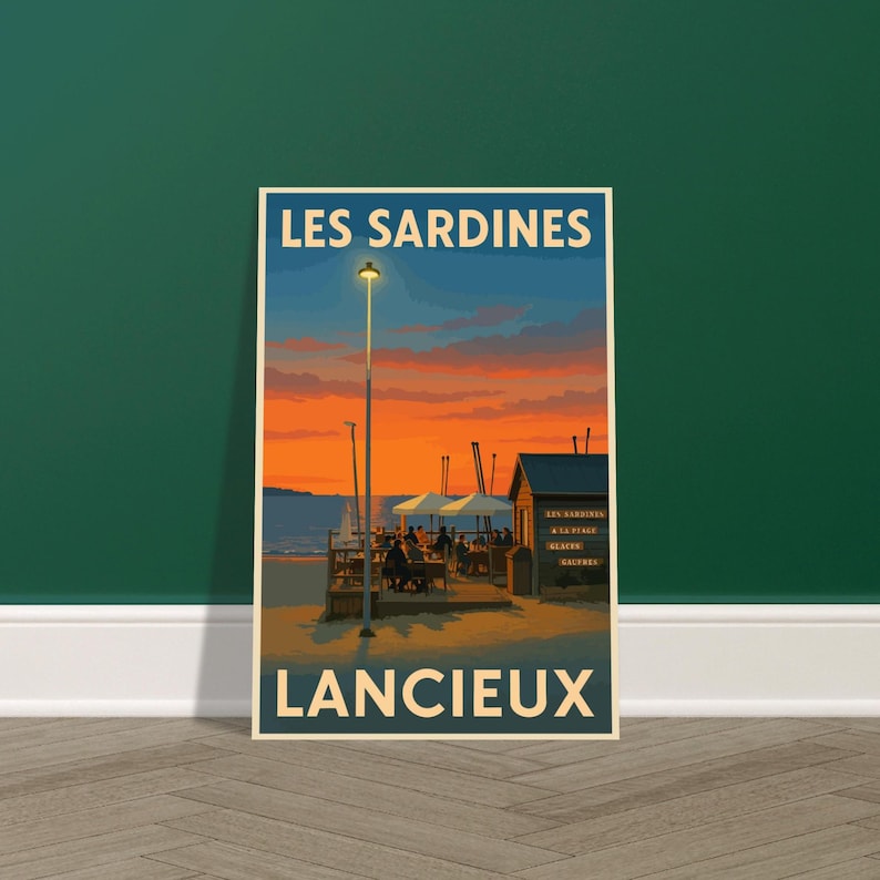 Affiche vintage Les sardines à la plage