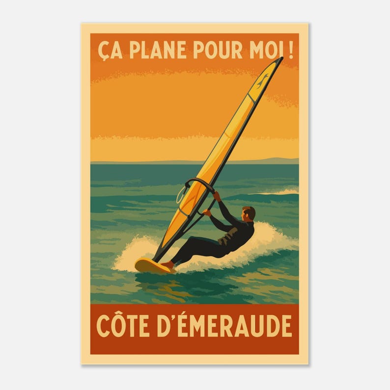 Affiche Planche à voile sur la Côte d'Émeraude, vue 5