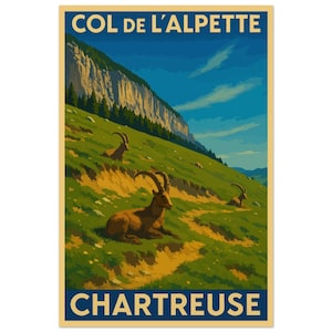 Col de l’Alpette – Chartreuse – Illustrazione di stambecchi in montagna