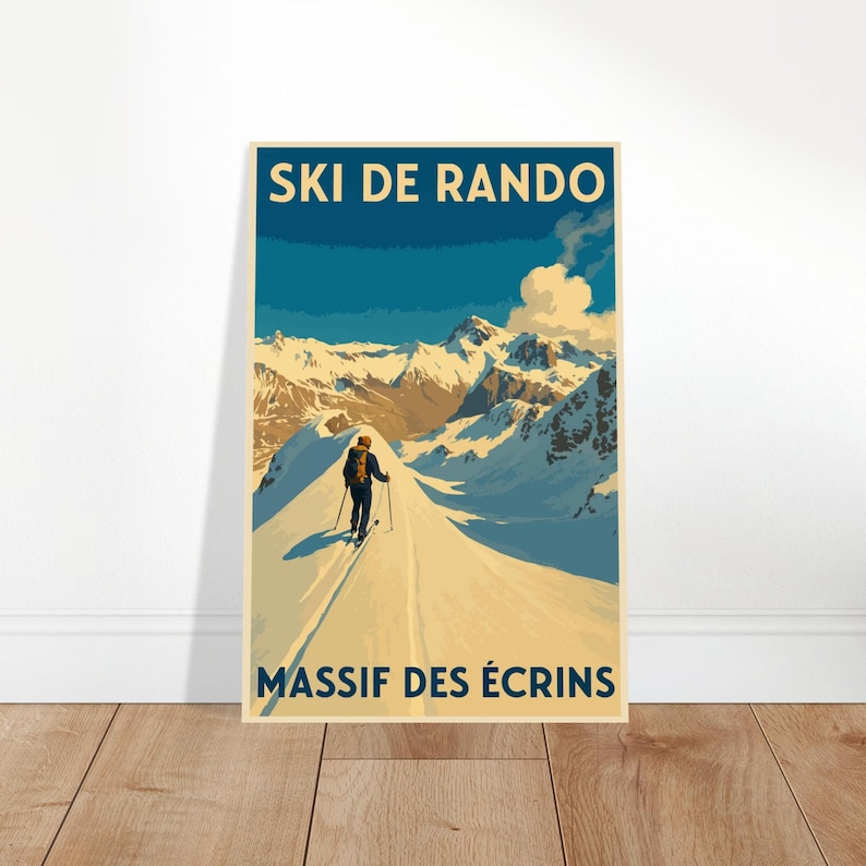 Affiche vintage Ski de randonnée dans les Écrins