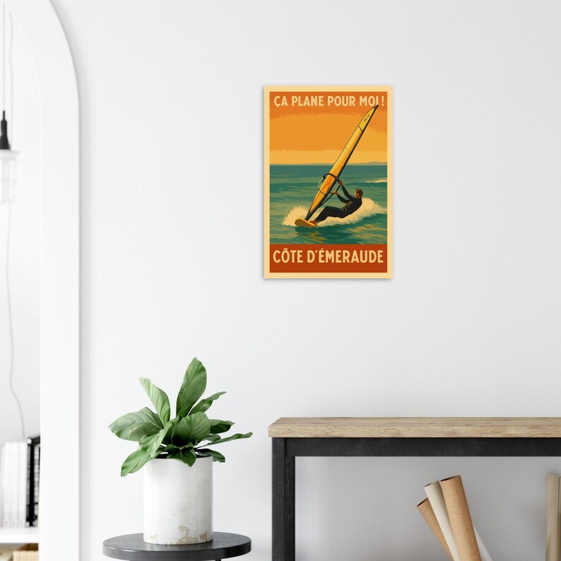 Affiche Planche à voile sur la Côte d'Émeraude, vue 2