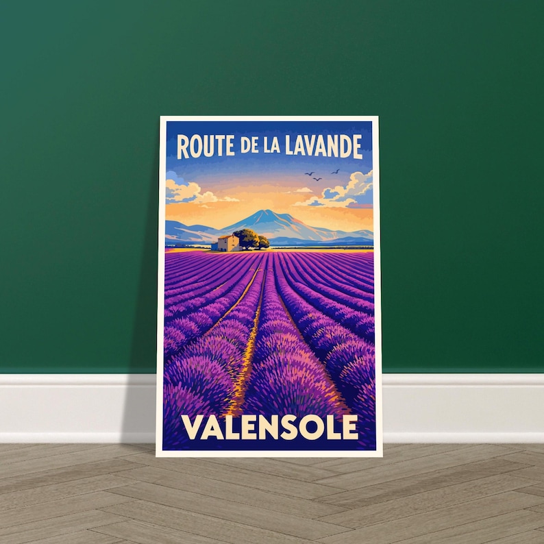 Affiche vintage La route de la lavande, Valensole