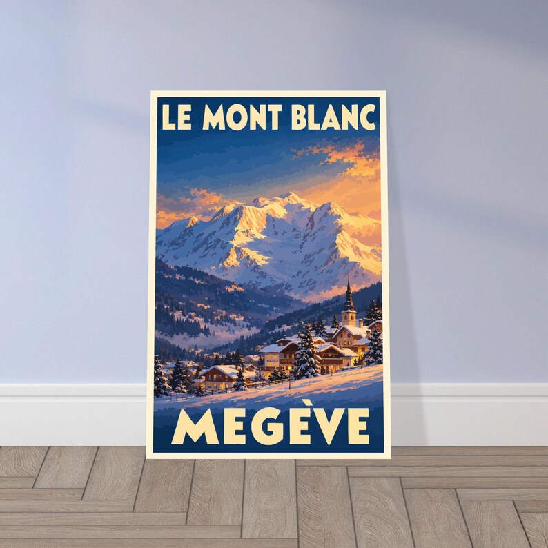 Affiche vintage Megève et le Mont Blanc