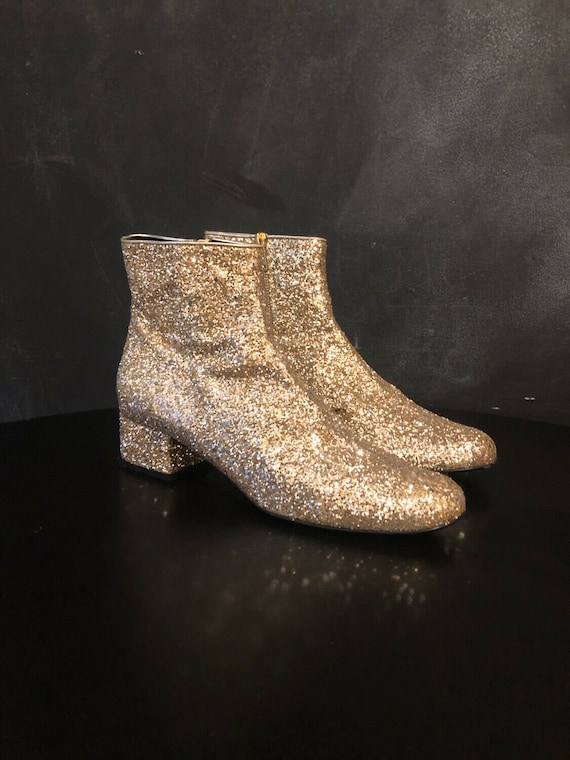 gold glitter ankle boots