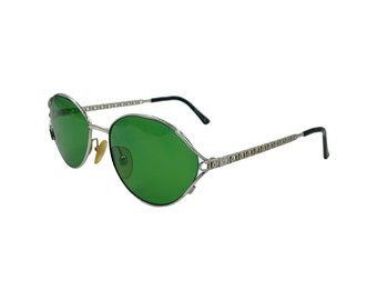 80's 90's Small CHRISTIAN DIOR Sunglasses Eyewear Silver Metal Frames Green Lens Designer High Fashion Boho Hippie Made in Austria