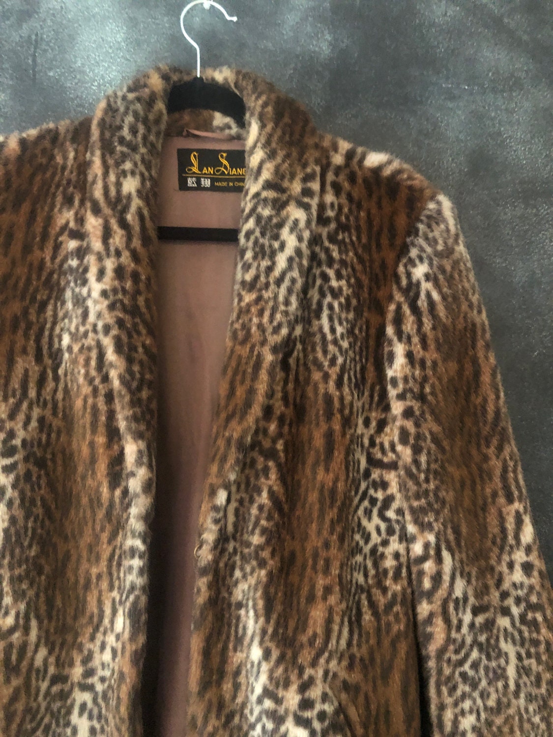 1980's Faux Leopard Cheetah Print Fluffy Faux Fur Blazer Jacket Coat ...
