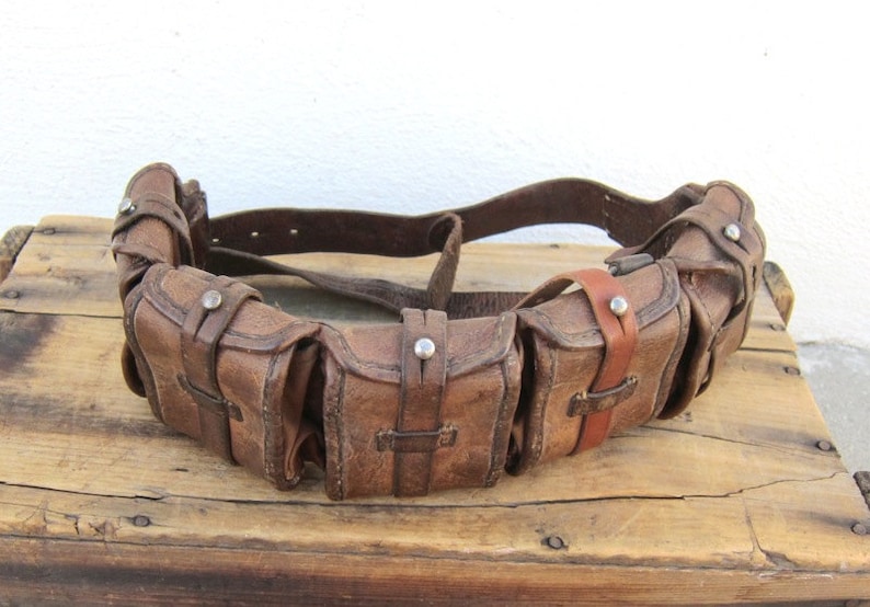 Vintage WWI WWII Swedish Mauser Leather Ammo Belt Bandolier Etsy