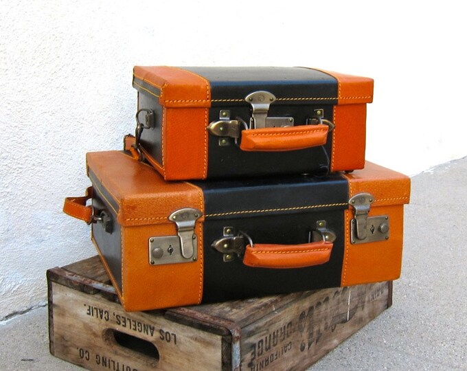 Vintage Black and Tan Leather Hard Sided Train Case W/shoulder Strap Etsy