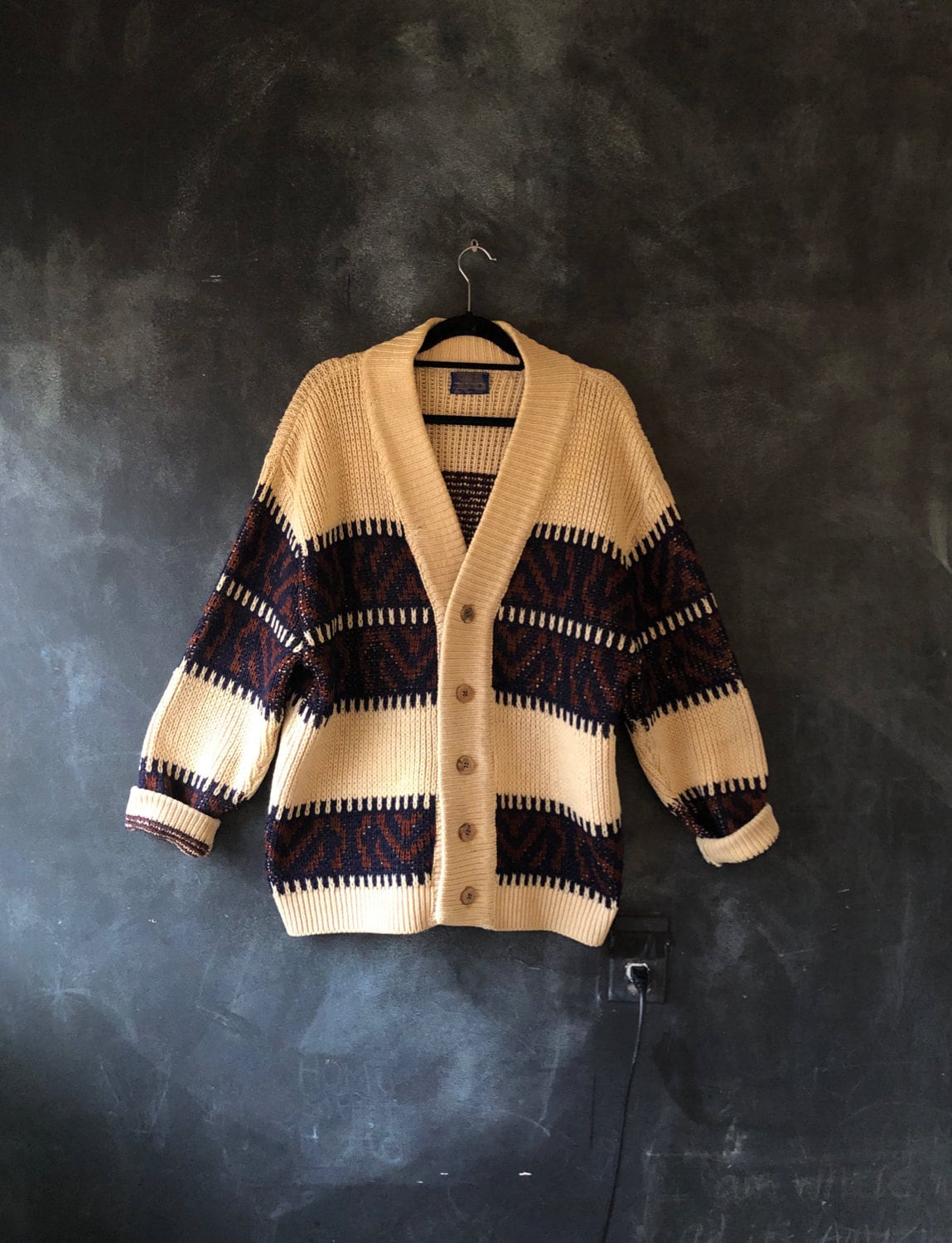 1960's 70's Pendleton Woolen Mills Cardigan Big Lebowski Chunky Knit