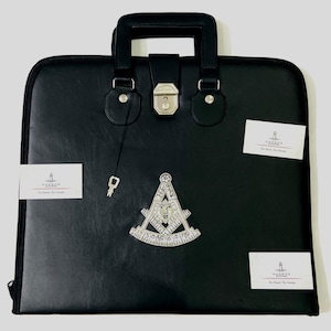 Masonic Schürze Case Past Master mit Griff [SCHWARZ] Freimaurer Regalia Handgestickte Freimaurer Regalia