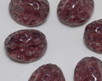 Vintage  Purple Dimpled Glass Bead Findings Set of 6 DIY Beading Jewelry Making
