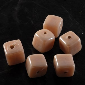 Vintage Glass Bead Set of 6 Pale Pink Square Jewelry Making DIY Repurpose 7mm
