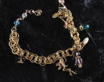 Vintage Kirks Folly Charm Pulsera firmada Made USA dañado para el bricolaje de propósito
