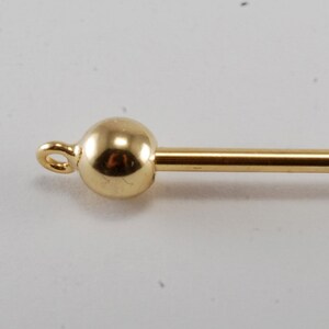 Vintage Gold Plated Brass Round  End Collar Bar w Chain Loop New Old Stock DIY Unfinished