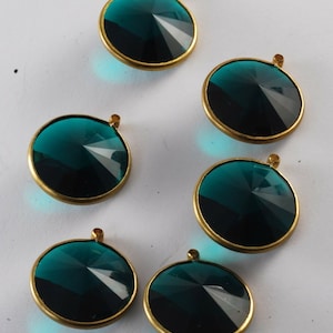 Vintage facettierte Baumseider Perlen grün Kunststoff Messing viel 6 Schmuck machen 18mm