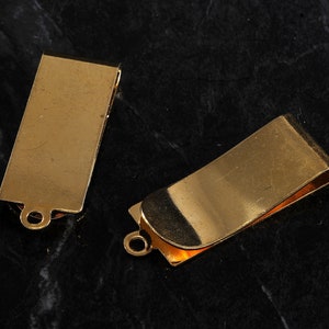 Vintage Pair Belt Clips Gold Tone Brass Metal Loop End  1/2&quot; x 1 1/4&quot; DIY Repurpose Reuse