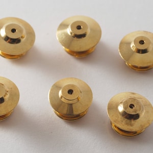 Lot Of 6  Antique  Gold Plated  Brass Flat Back Clutch Pin Backs New Old Stock
