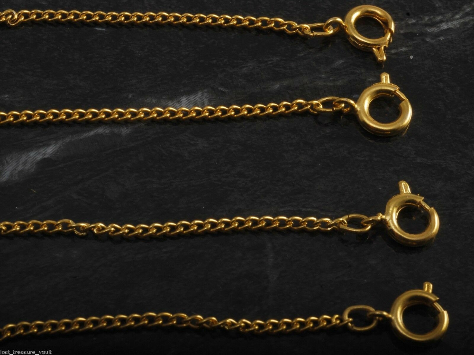 3 Attaches Vintage En Acier Doré Et Laiton Avec Chaîne - Style Rétro, Japon
