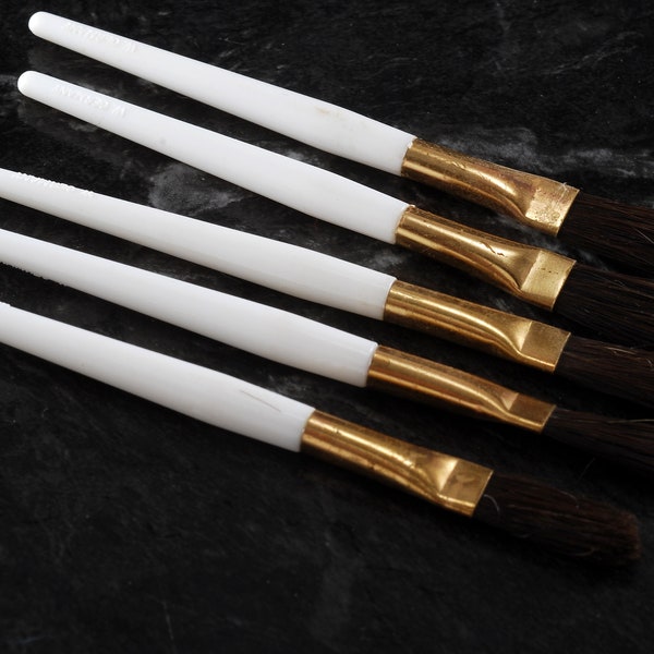 Lot Of 5 Vintage Craft Brushes Camel Hair Mini Paint Brushes New Old Stock 1970's