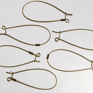 Vintage Kidney Wire Earring Making Brass Metal Oval Loop Ear Wire Jewelry Making 6 DIY