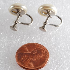 Vintage 60's Nemo Hand Polished Quality Faux Pearl Screw Back Earrings NOC Jewelry image 4