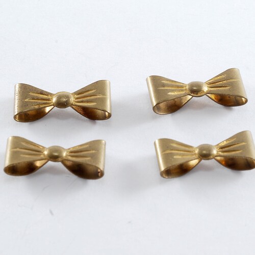 Vintage Lot Of 4 Metal Bow Connector Findings Brass