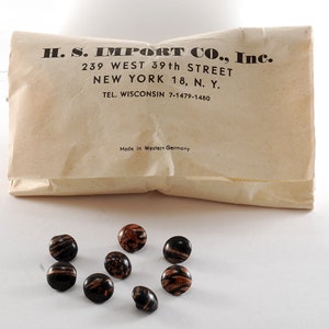 Vintage Sewing Buttons lot of 8 Made in West Germany Black Goldfluss