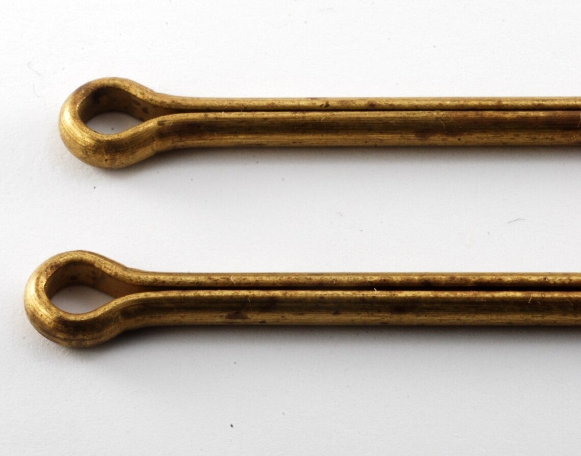 Vintage Antique Solid Brass Extra Long Cotter Pins Lot of 2 New Old