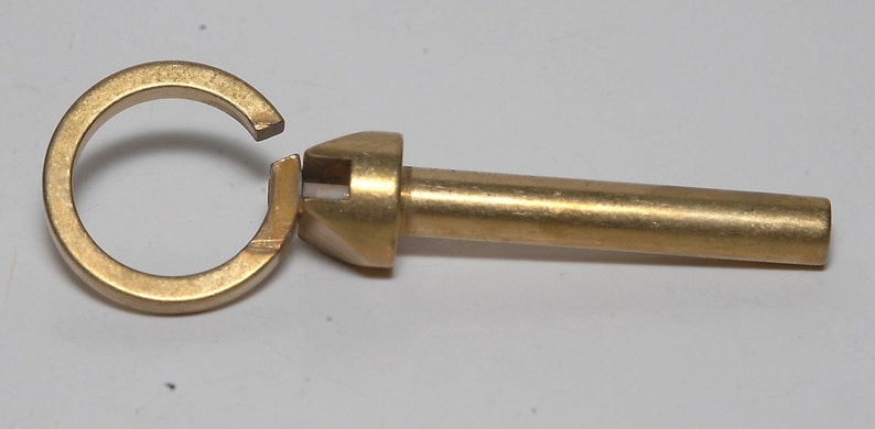 Rare Old Brass Skeleton Key Ring 1940's Antique KEY FOB RING Finding image 3