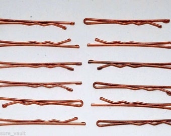 Vintage Bobby Pin Accessory Copper Metal Small Hairpins Bobby Pin Set of 12