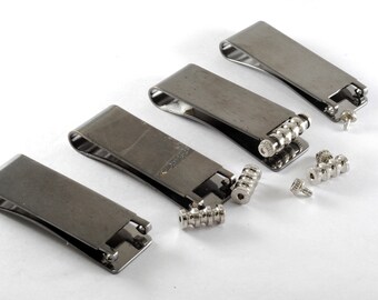 Lote de 4 clips de dinero de diseñador Gunmetal & Silver NOS 1990 dañados para REPARACIÓN