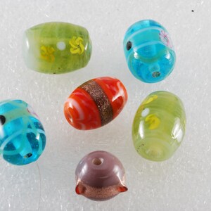 Vintage Set of 6 Assorted Decorative Glass Beads Jewelry Making DIY Repurpose