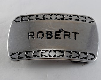 Hebilla de cinturón Vintage Robert Níquel y latón 40 mm Tamaño de cinturón usado